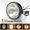 Universal 7 Inch Motorcycle Headlight H4 35W LED Head Lamp 9 Wires Turn Signal Light 12V H4 HeadLamp For Harley Bikes Curisers
