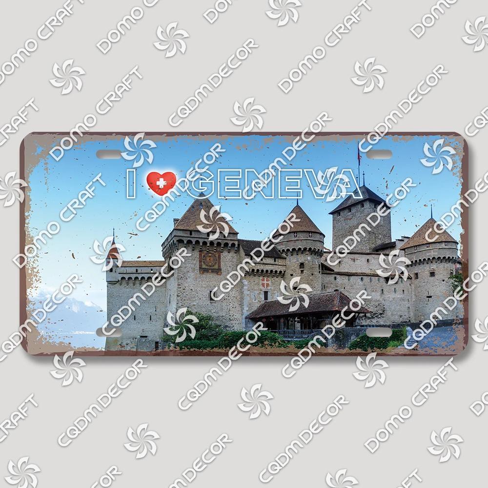 I Love Switzerland Poster License Plates Retro Alps Geneva Zurich Scenery Metal Tin Sign Cafe Living Room Home Wall Decor