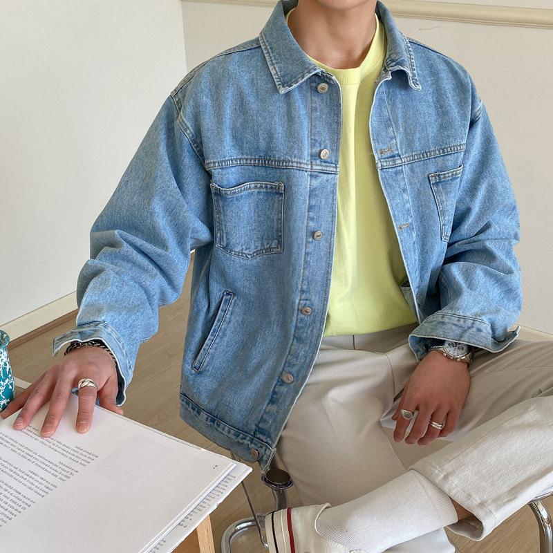 Autumn New Denim Jacket Men's Spring and Autumn Korean Style Trendy Loose Jacket Men's Clothing Work Jacket