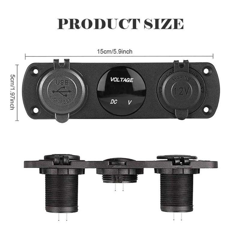 Fast Mobile Power Lighter Socket Charger 12-24V Voltmeter Double USB Car Charger Adapter for Vehicles Car Boats Truck