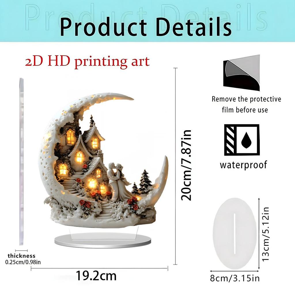 Ornement de table pomme de Noël et du Nouvel An en acrylique 2D