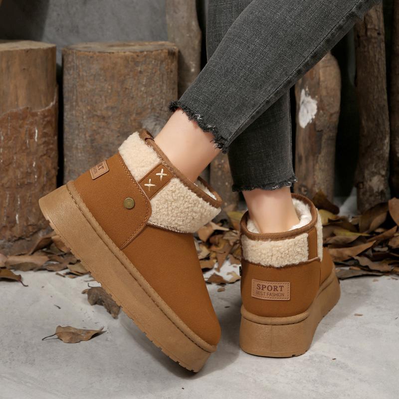 Casual Metal Decoration Mix Color Snow Boots Women 2025 Winter Warm Short Plush Ankle Booties Comfort Thick Bottom Fur Boots