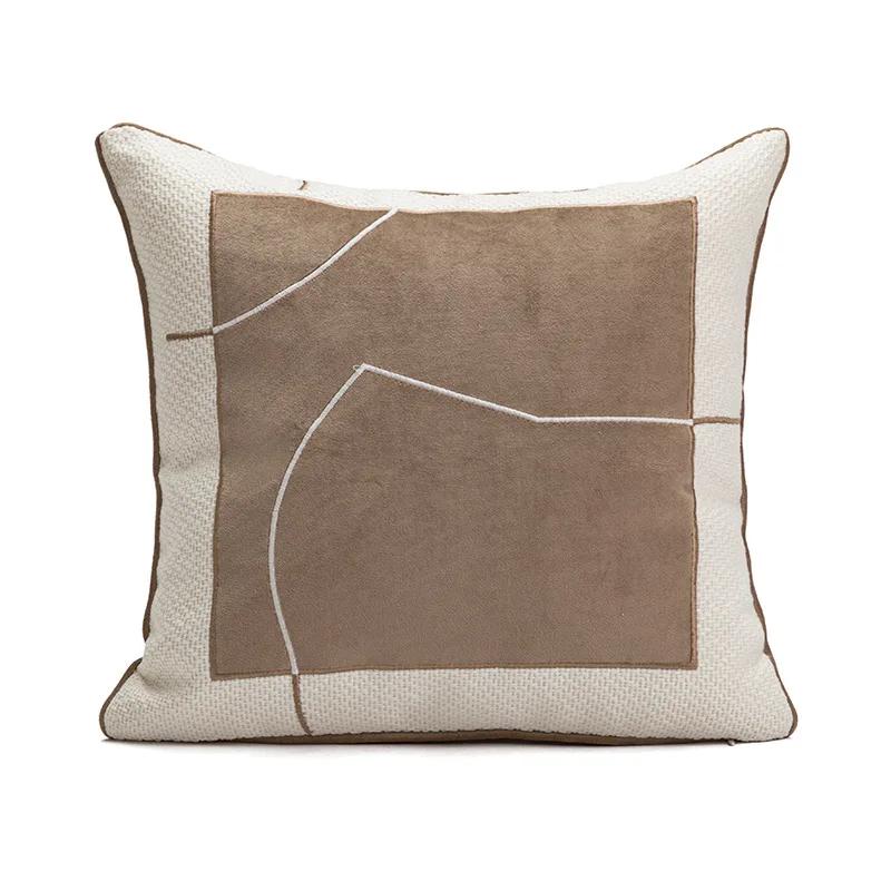 Modern Simple Fabric Sofa Backrest Pillow Soft Decoration Designer Model Room Bedroom Bedside Cushion Cover Pillow Cover