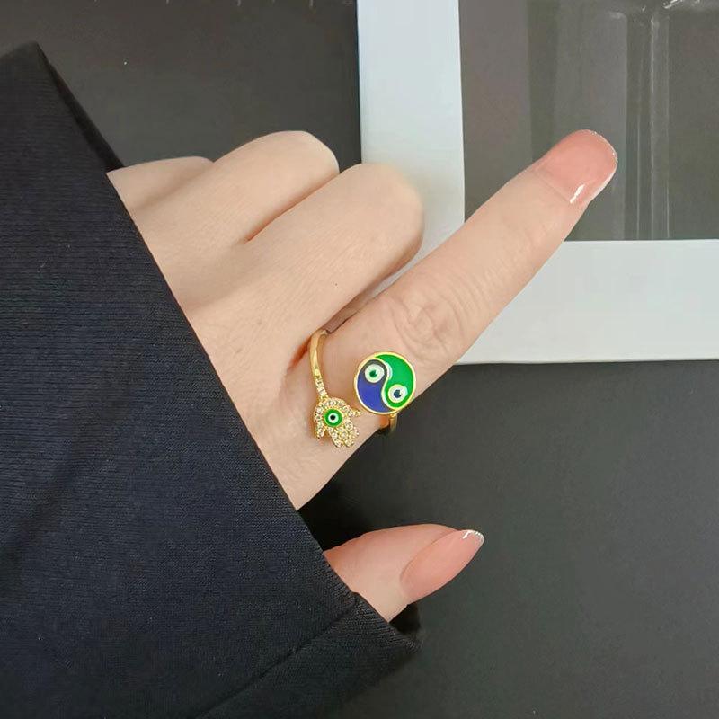 Zirkonový prsten Dámský Niche Prémiový Barevný Šťastný Květ Měsíc Hvězda Hřejivý Módní Elegantní Jedinečný Delikátní Vznešený Otevírací Nastavitelný Prsten