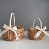 1pc Handwoven Rattan Wedding Basket,Detachable Liner, Multi-Functional for Flower Petals Storage, Rustic Oval Design for Home