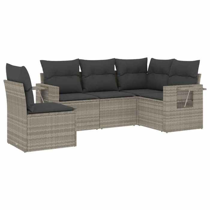 VidaXL Salon de Jardin avec Coussins 5 pcs, Canapés de Terrasse, Ensemble de Meubles de Patio, Mobilier d'Extérieur, Gris 3220171
