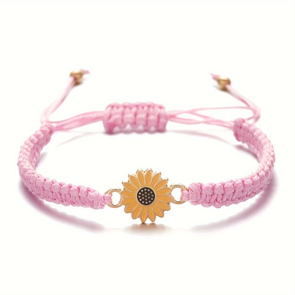 [Synthetic Fiber Rope Fashion Accessory] Chic Sunflower & Daisy Braided Bracelet - Fashion Accessory, Synthetic Fiber Rope