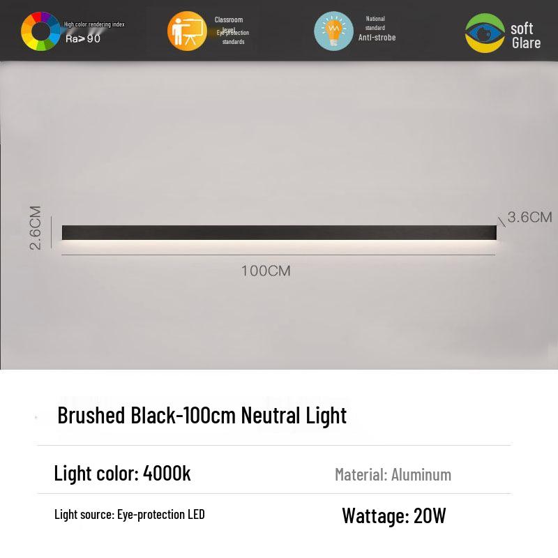 Minimalist Modern Strip Wall Light for Bedroom, Living Room, or Sofa Area