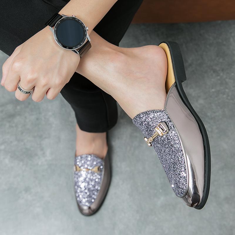 Fashion Summer men's slippers Shiny  outdoor walking shoes casual flat sandals beach shoes men's fashionable Trendy parties loafer