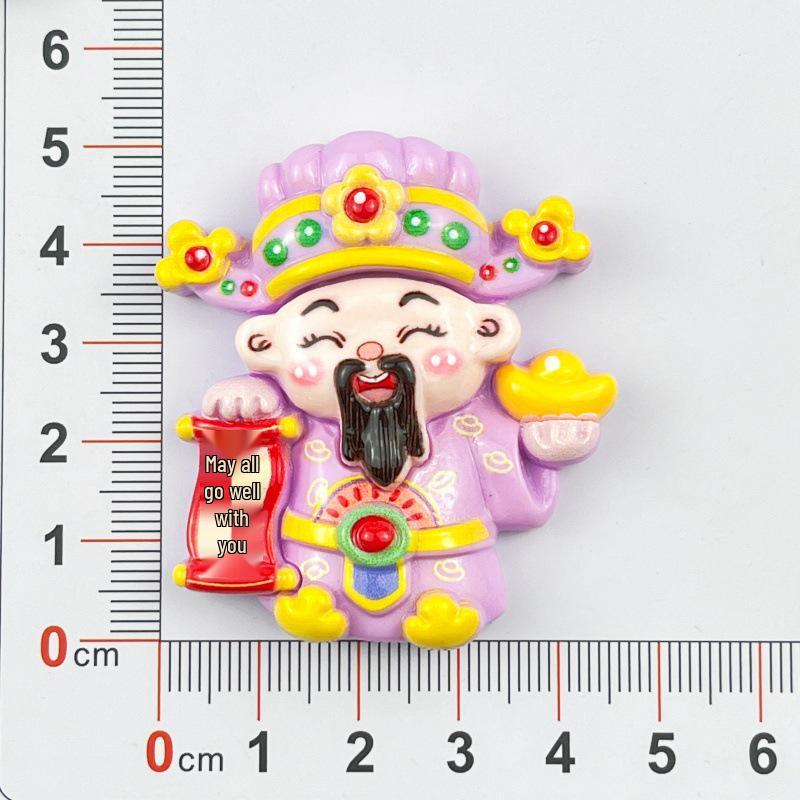 God of Wealth Resin Accessories: Festive Hair Clip, Phone Case, Keychain & Car Ornament
