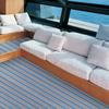 Non-Slip Self-Adhesive EVA Foam Decking Sheet, 240x60cm (95"x24"), Gray Blue Stripe Faux Teak Marine Mat for Boat Floor, Yacht
