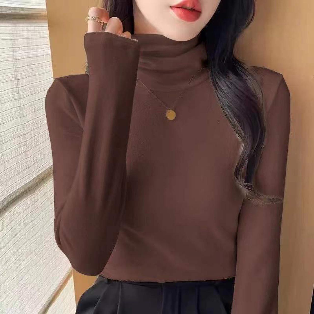 

Women s Slim-Fit Double-Sided Fleece High-Neck Long-Sleeve Base Layer - 2025 Autumn/Winter Collection XXXL серый