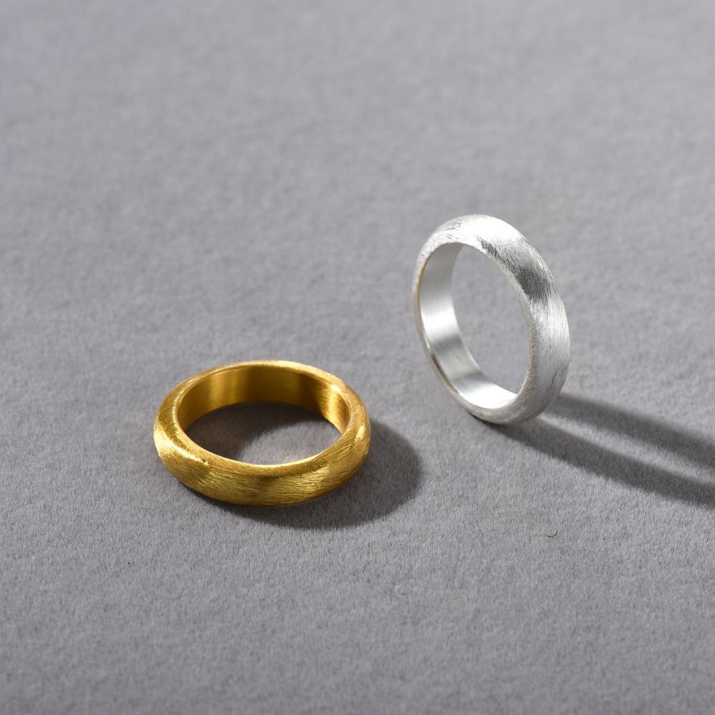 Autumn And Winter Fashion Commuter Must Enter High-Grade Metal Copper-Plated Platinum Matte Matte Brushed Plain Ring Ring