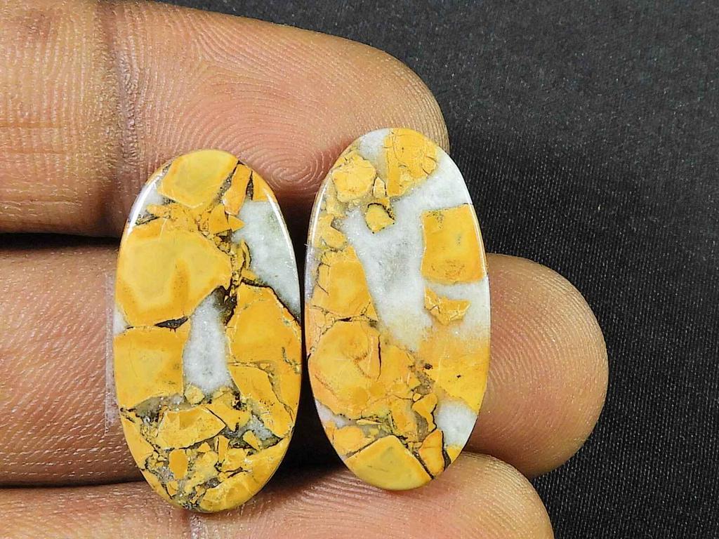 27Cts. Natural Maligano Jasper (13mm X 25mm each) Oval Cabochon Match Pair SK-2778