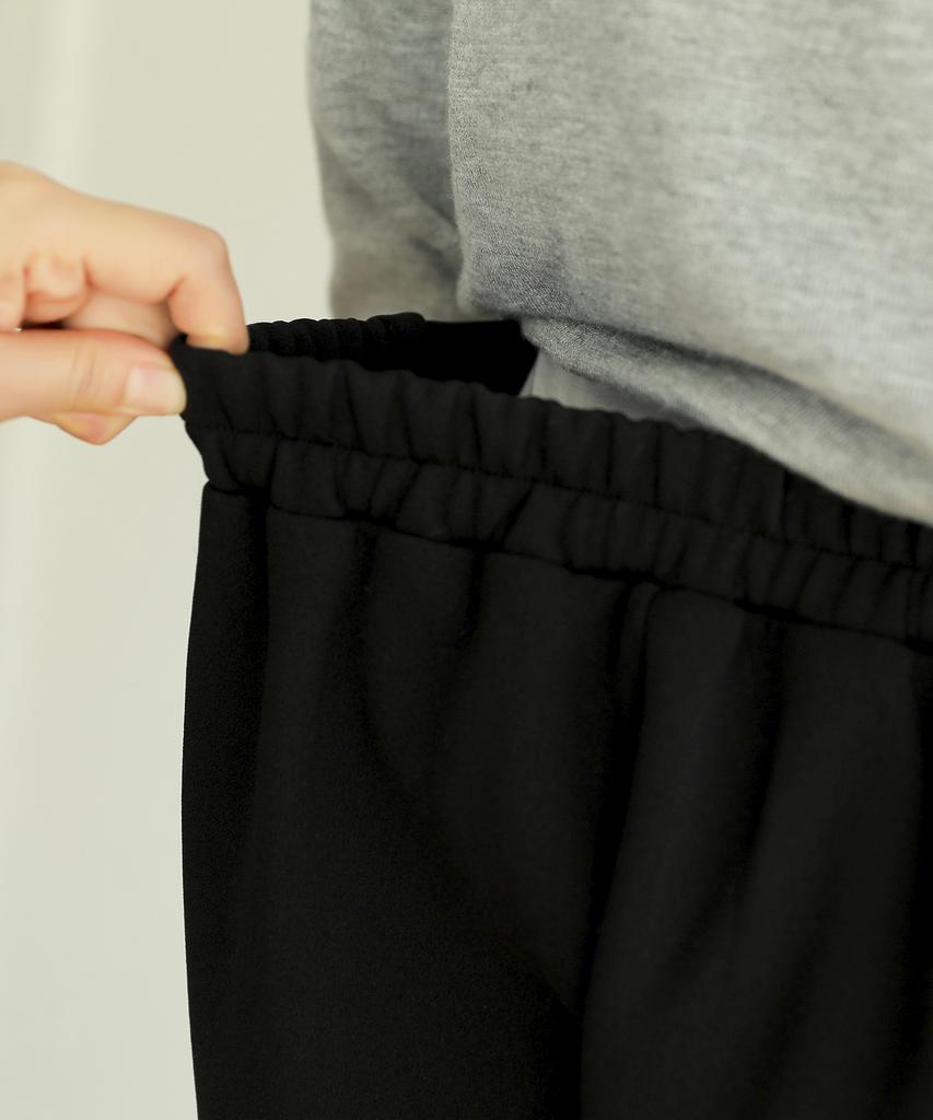 Jikeulib Warm Bonded Fleece Lined String Banding Pintuck Black Spandex Slacks