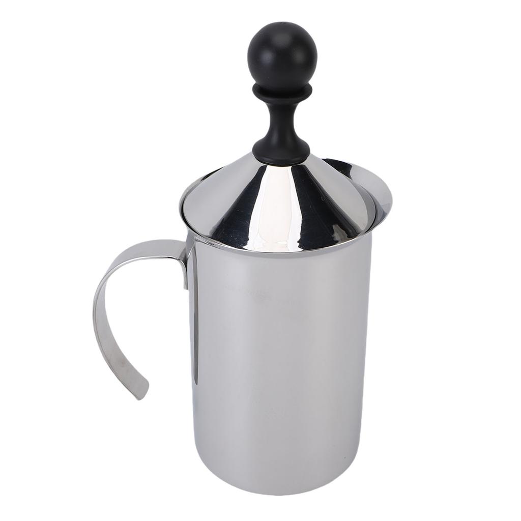 Manual Milk Frother 600ml Stainless Steel Hand Pump Milk Creamer Coffee Frothing Foam Maker Pitcher with Handle for