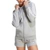 adidas Sudadera con Capucha Estampada de Tres Rayas y Logo de Letra para Mujer Gris Medio IM0236