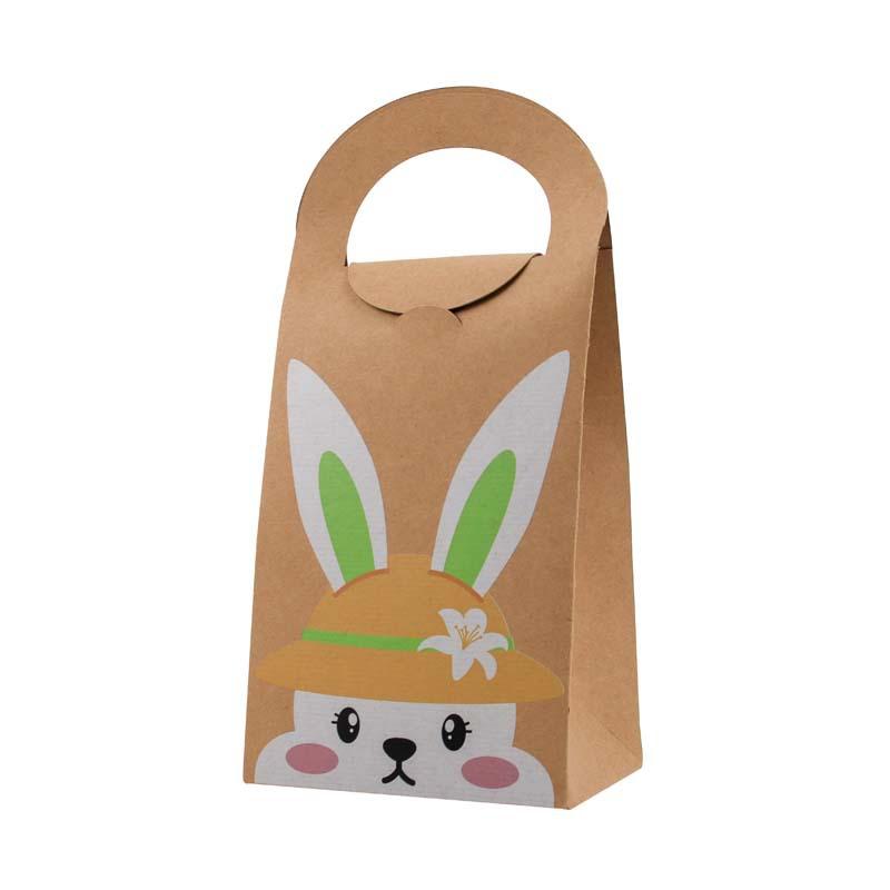 

Easter Bunny Cowhide Tote Bag Four Cartoon Bunny Ears Paper Bag Holiday Party Souvenir Candy Box