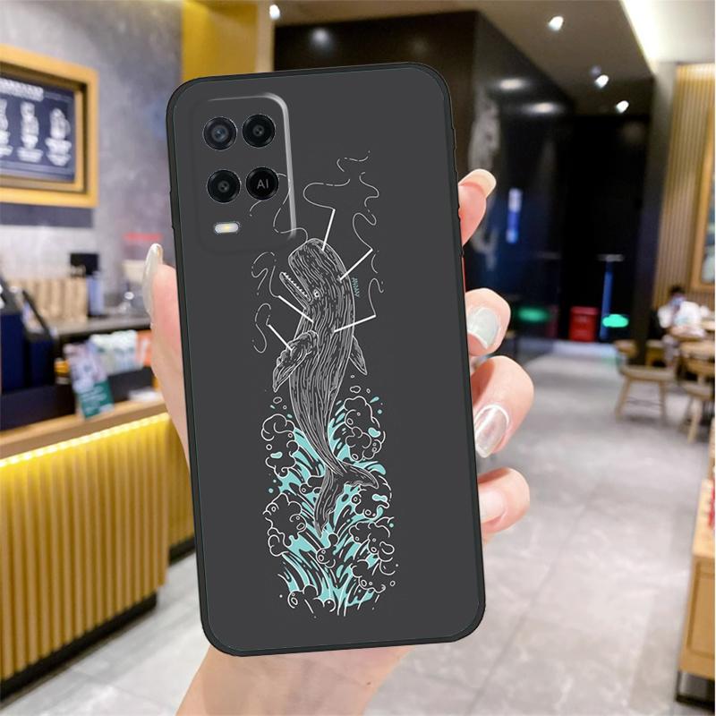 Whale Fish Wave Sea For OPPO A54 A74 A94 A5 A9 A31 A53 A52 A72 A15 A16 A17 A57 A77 A76 A96 A53S A54S A57S Case