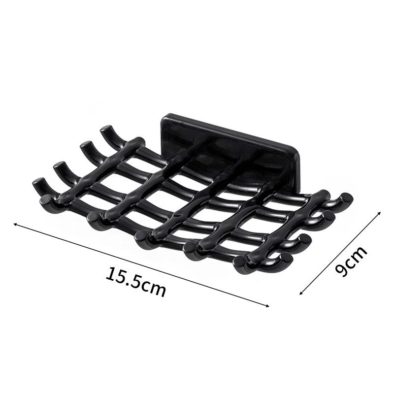 Imitation Rattan Woven Soap Box Wall-mounted Non-perforated Storage Rack Bathroom and Toilet Draining Soap Box
