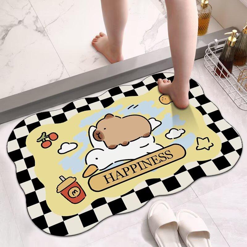 Diatom mud bathroom absorbent floor mat,bathroom entry door non-slip mat, household floor mat, quick-drying leave-in kitchen mat