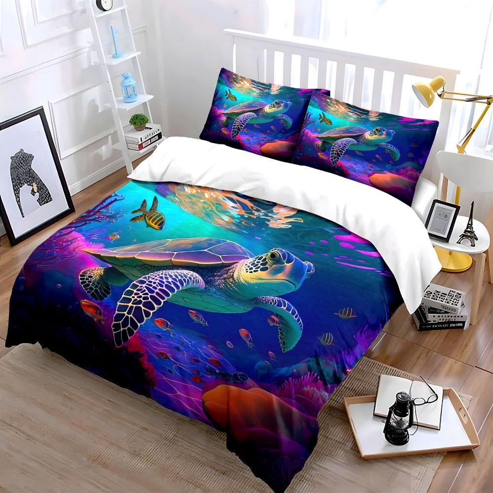 "Vivid Underwater Turtle Symphony" Bedding Sets Duvet Covers Pillowcases(1* Duvet Cover 2* Pillowcases Without Duvet Insert)