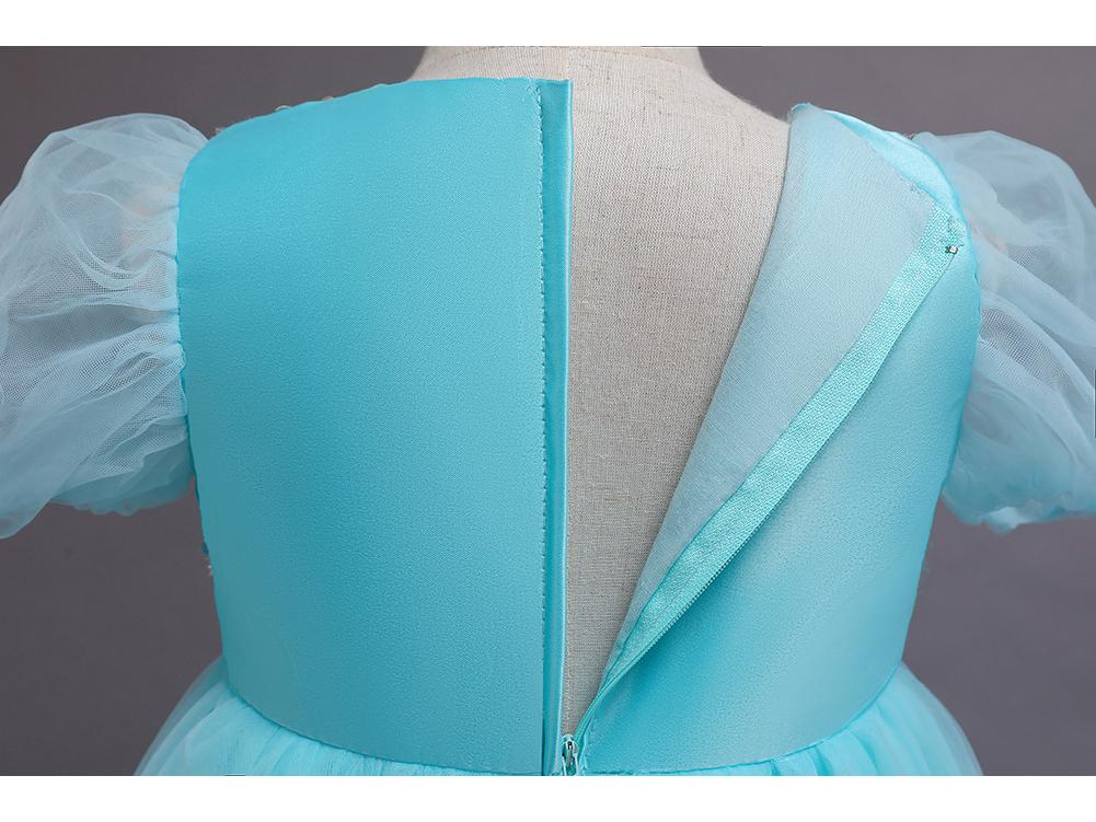 Dziecięca Sukienka Formalna z Cekinami i Bufiastymi Rękawami z Tęczową Tiulową Spódnicą - Idealna na Urodziny lub Występy