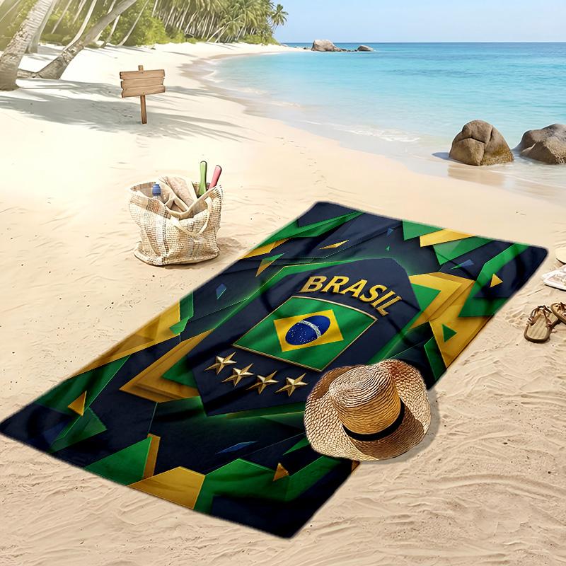Asciugamano da Spiaggia con Stampa Calcio Brasiliano Asciugatura Rapida Super Assorbente Morbido Asciugamano da Bagno per Nuoto Spiaggia Viaggio Souvenir Regalo