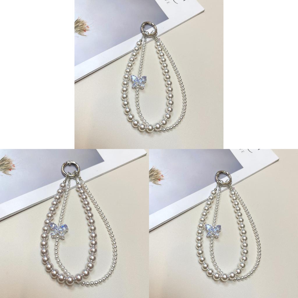 Perlmutt Schmetterling Handy Lanyard Mit Strasssteinen Verzierungen Für Frauen Und Männer