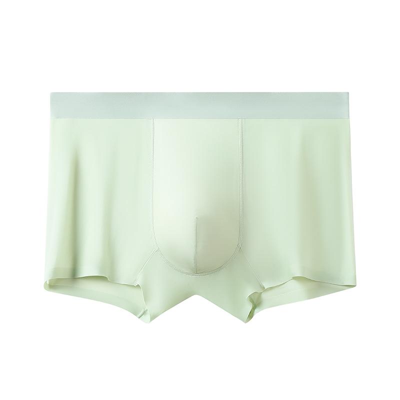 Plus Size Men's Summer Ultra Thin Oyster Vegetable Antibacterial Crotch Ice Silk Non Mark Quick Drying Mid Waist Flat Angle Briefs