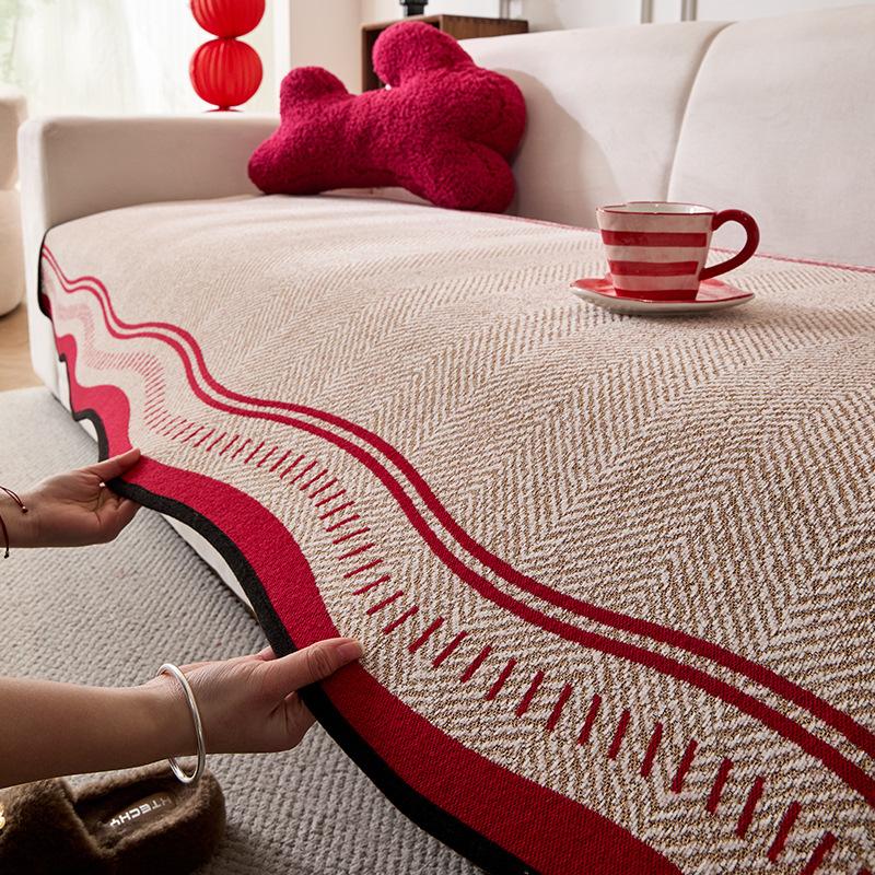 Special-Shaped Sofa Cushion  New Irregular Seat Cushion Fixed Non-Slip Machine Washable High-End Straight Row Sofa Cover