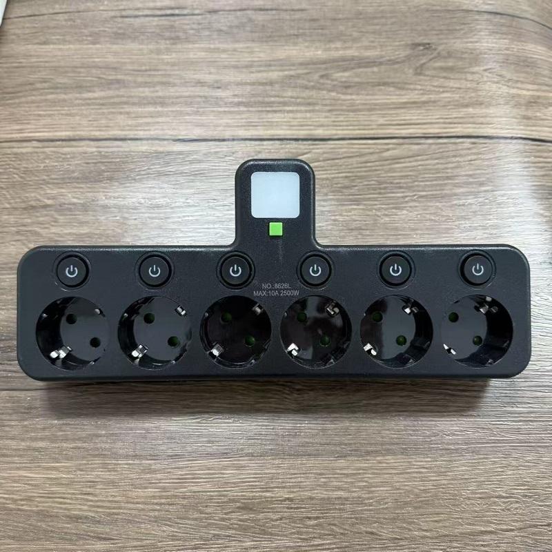 EU Power Strip - AC Sockets, USB & Type-C, 2 Versions Available, Individual Switches + Small Night Light