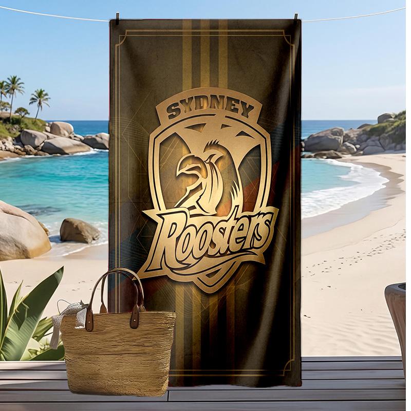 Serviette de plage Sydney Roosters Imprimée Douce Portable Rapide ?Serviette sèche pour piscine, vacances d'été, sport en plein air