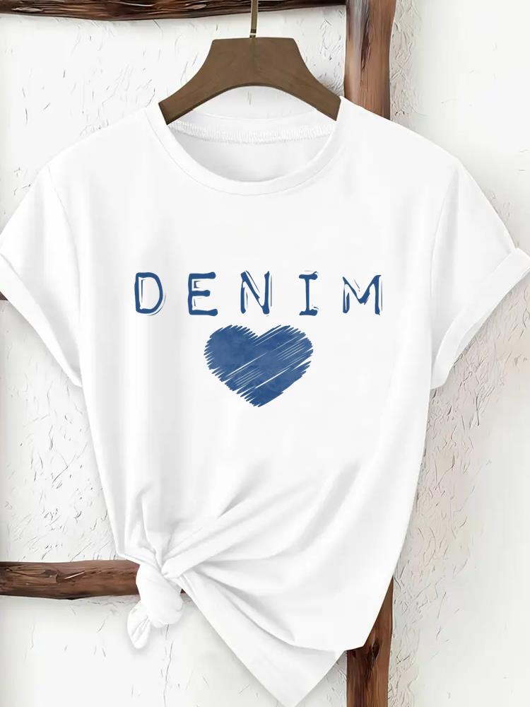 (Asian Size) cartoon letter  Tee Top Woman Print Women Clothing Short Sleeve T Shirt Fashion Female Graphic T-shirts