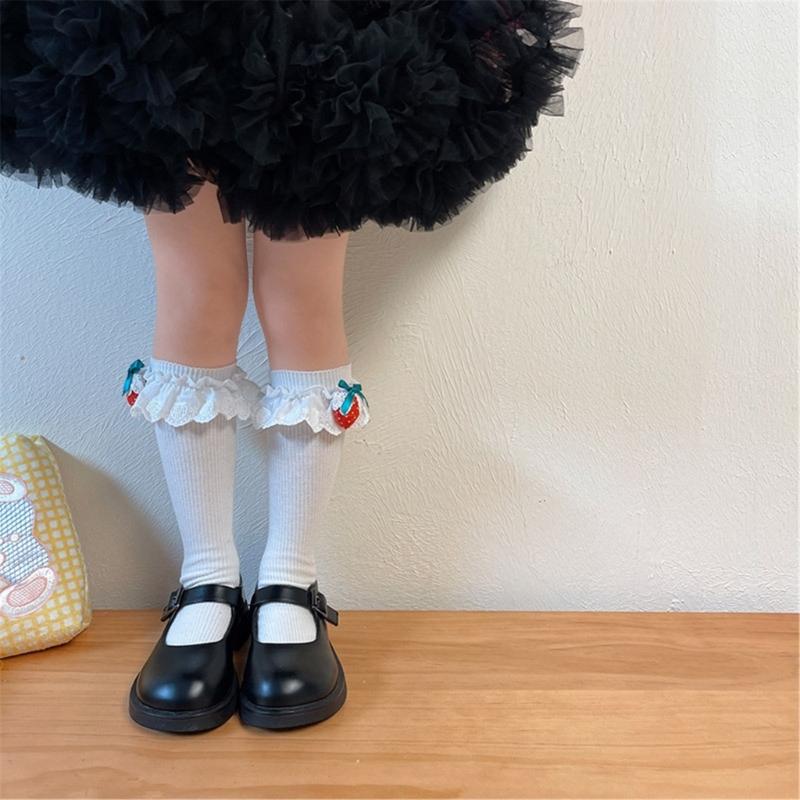 Lovely Embroidered Lace Socks for Girls Comfortable In Tube Socks Fashionable Socks for School Activities and Daily