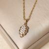 leaves Shape Pendant Necklace for Women Golden Stainless Steel Clavicle Chain Wedding Party Daily Wear Jewelry Accessories