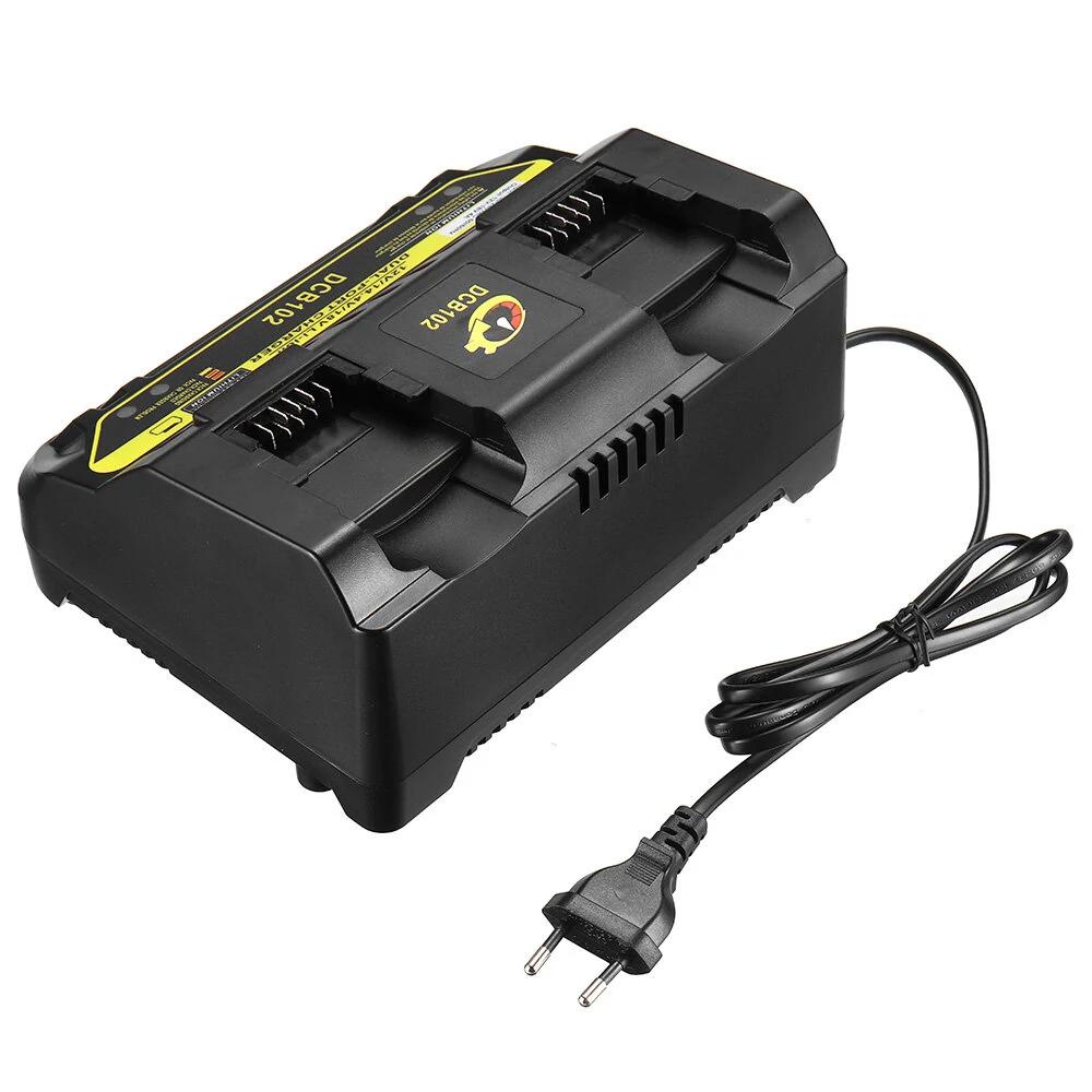 PowerMax DCB102 DualCharge Pro - Dual Battery Charger for DeWalt 10.8V-20V | 2xUSB 5V | Replacement | Compatible with DCB120, DCB204, DCB182
