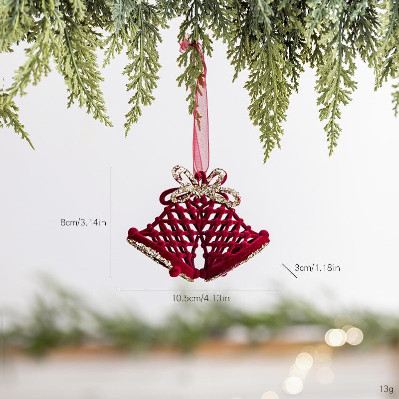 Red Flocked Reindeer Bow Pendant with Dragonfly Wreath for Christmas Tree