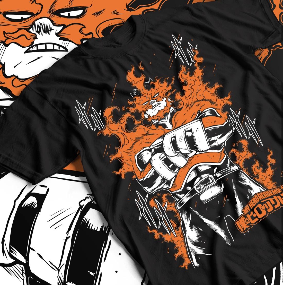 Футболка Endeavor, футболка My Hero Academia, футболка с Энджи, Тодороки, Мидорией и Деку из MHA. M