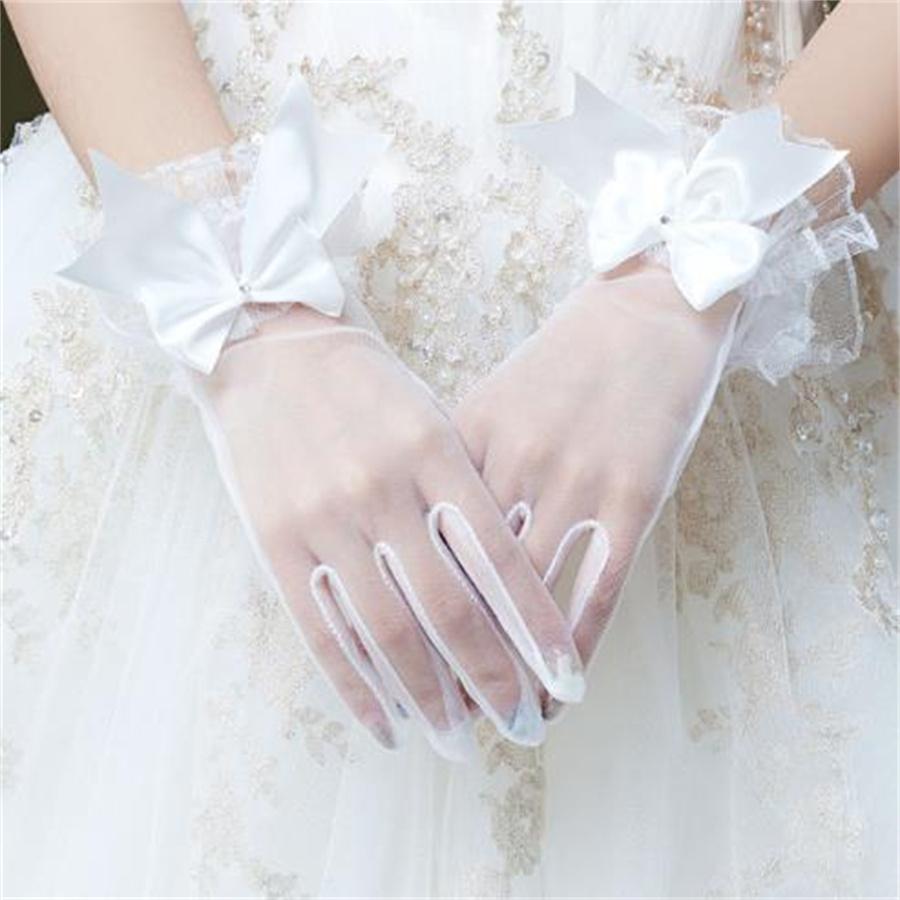 Women's Vintage Lace Bow Gloves for Evening Party Prom