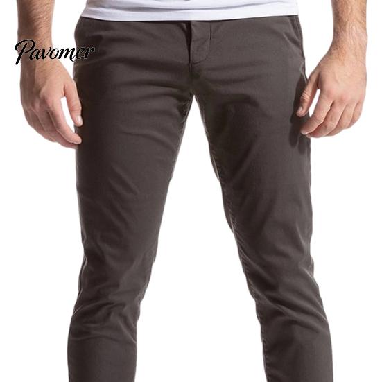 Breathable Autumn Winter Chinos Men Twill Trousers, Slim Fit Stretch Pants, Solid Color Versatile Slimming Leg Trousers Straight Casual Pants