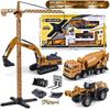 Large Engineering Vehicle Toy Set Combination Series Children Excavator Bulldozer Mixer Crane Boy Car