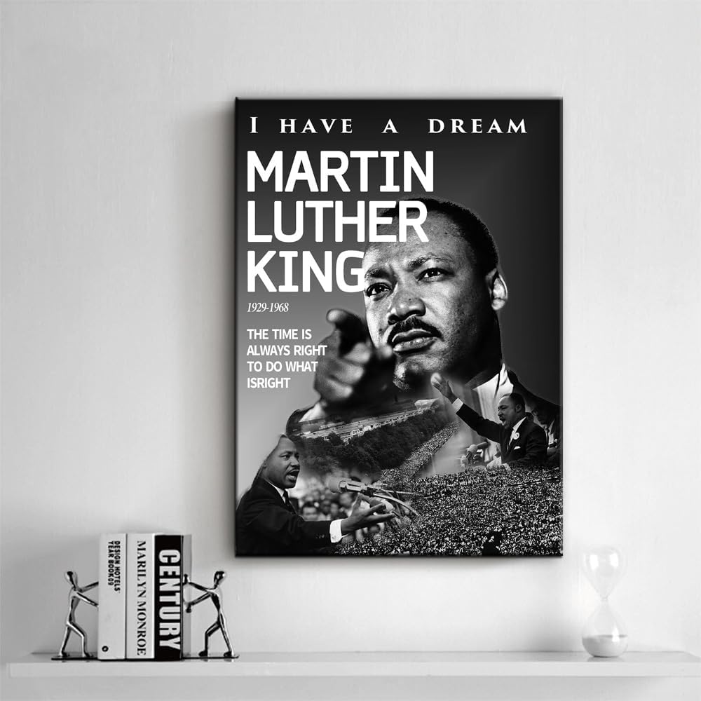 Inspirational Martin Luther King Jr. Quote Wall Art Canvas Print African American Hero MLK Wall Decor Black History Month Poster for Office or Room