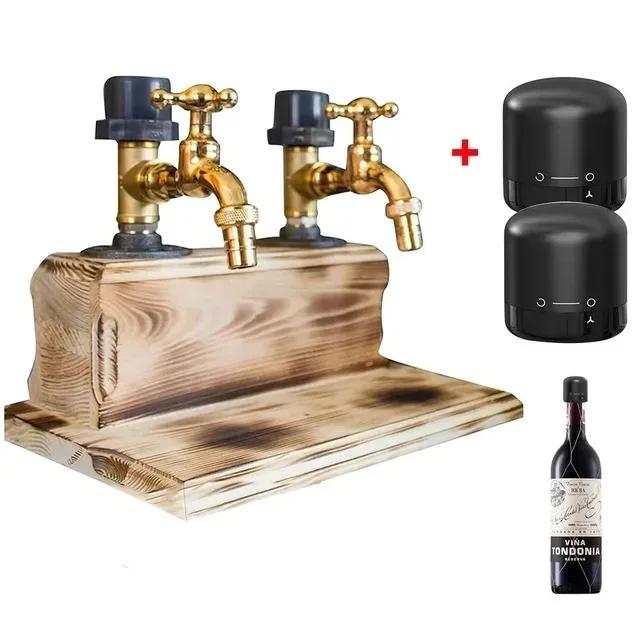 Wooden Whiskey Dispenser with Wine Stopper Decanter Suitable for Home Bar Party Tools Wine Beverage Dispenser