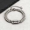 Silver Color Stainless Steel Cuban Chain Bracelet With Number 8 Link, Punk Rock Locomotive Style Wristband