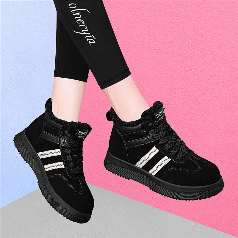 

New high-top board shoes, German training shoes, new velvet casual sports cotton shoes in autumn and winter, thick-soled heightening women s shoes 35