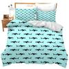 Shark Fish Print Duvet Cover Set Cute Underwater Animals Luxury Soft Bedding Set Children Teens Adults Blue Comforter Cover Sets