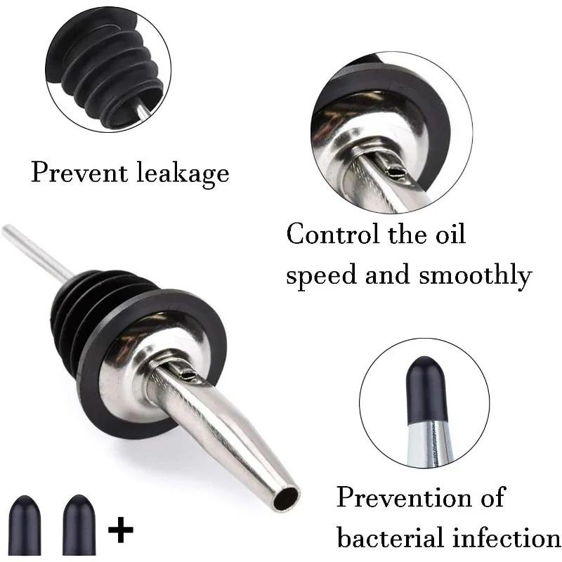 1/2/4/6Pcs Reusable Stainless Steel Wine Bottle Stopper Olive Oil Pourer Spout Dispenser Set Airtight Kitchen Bar Tools