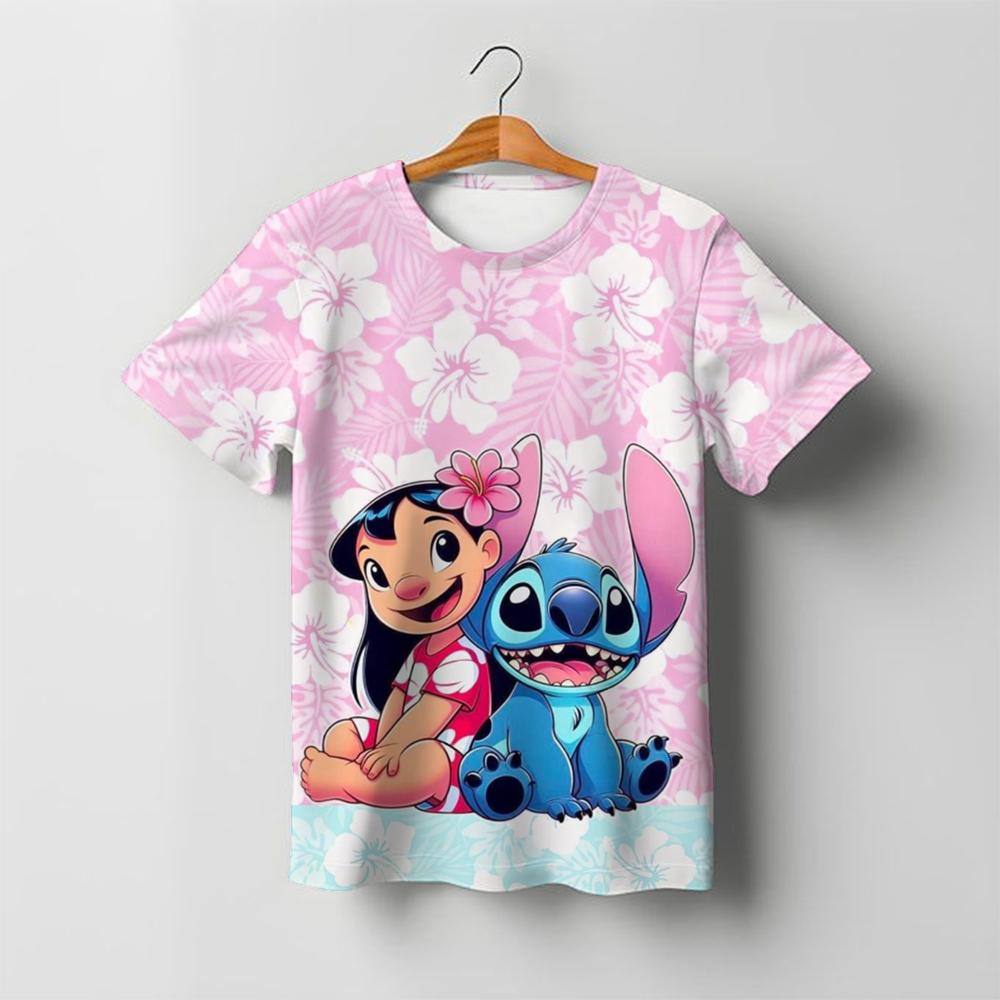 Camiseta Kawaii de Stitch para Niña Ropa de Niña Ropa para Niños Pequeños Camisetas para Niños 2026 Verano Manga Corta Camisetas de Dibujos Animados para Niños Niños