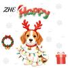 Easy Apply Window Paster Cute Dog Christmas Static Stickers, Waterproof PVC Holiday Decals for Home Decorative Scenes Store Glass, Removable
